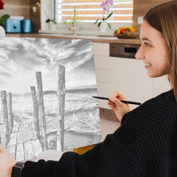 Farbenfrohe Punktmalerei-Vorlage – Sunset on the Beach Design