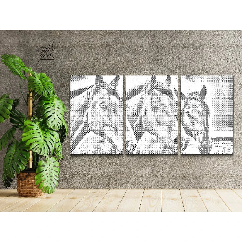 Pferdefreunde | Dreiteiliges Dot Painting