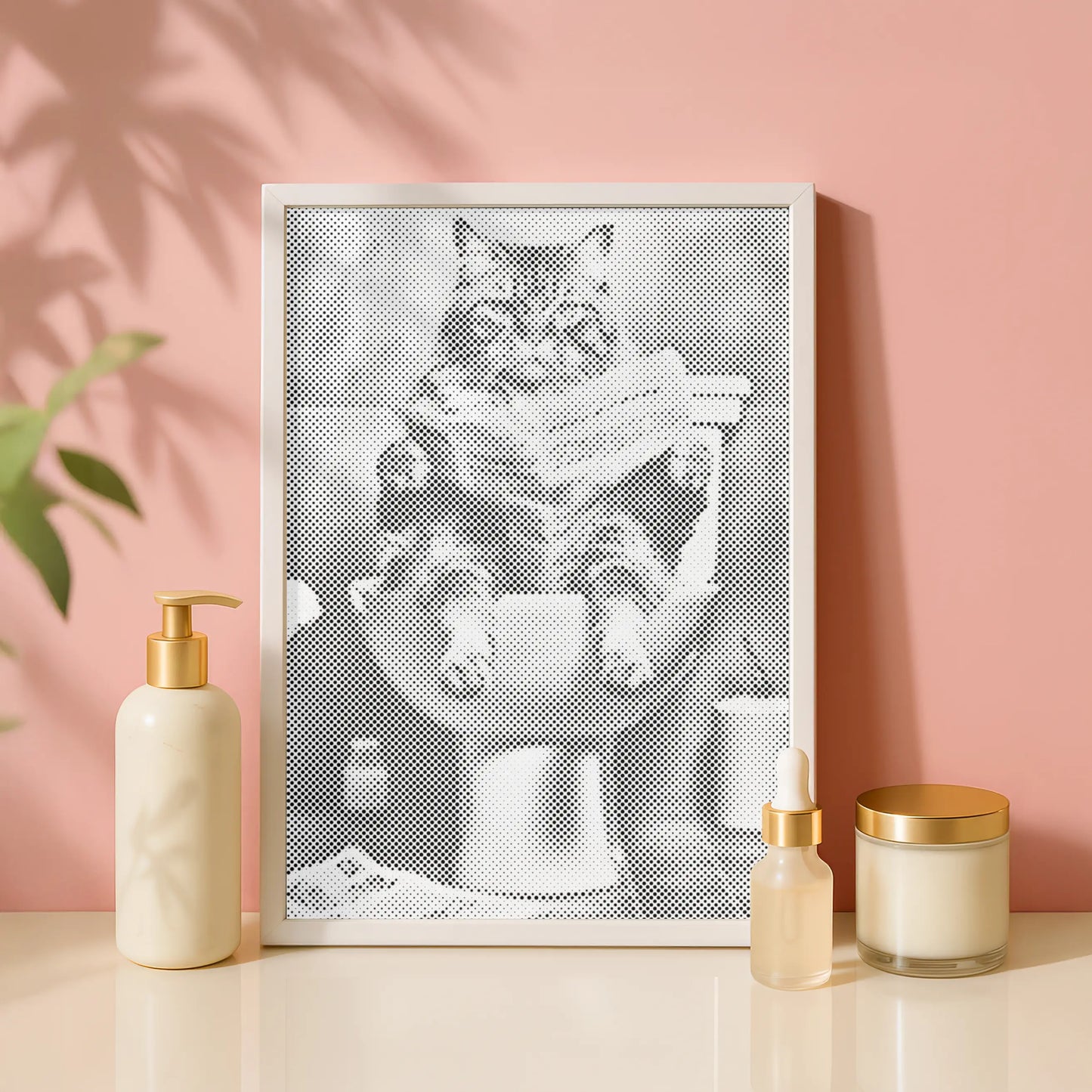 Cat on the Toilet Dot Painting Kit scandi wall art for bathroom