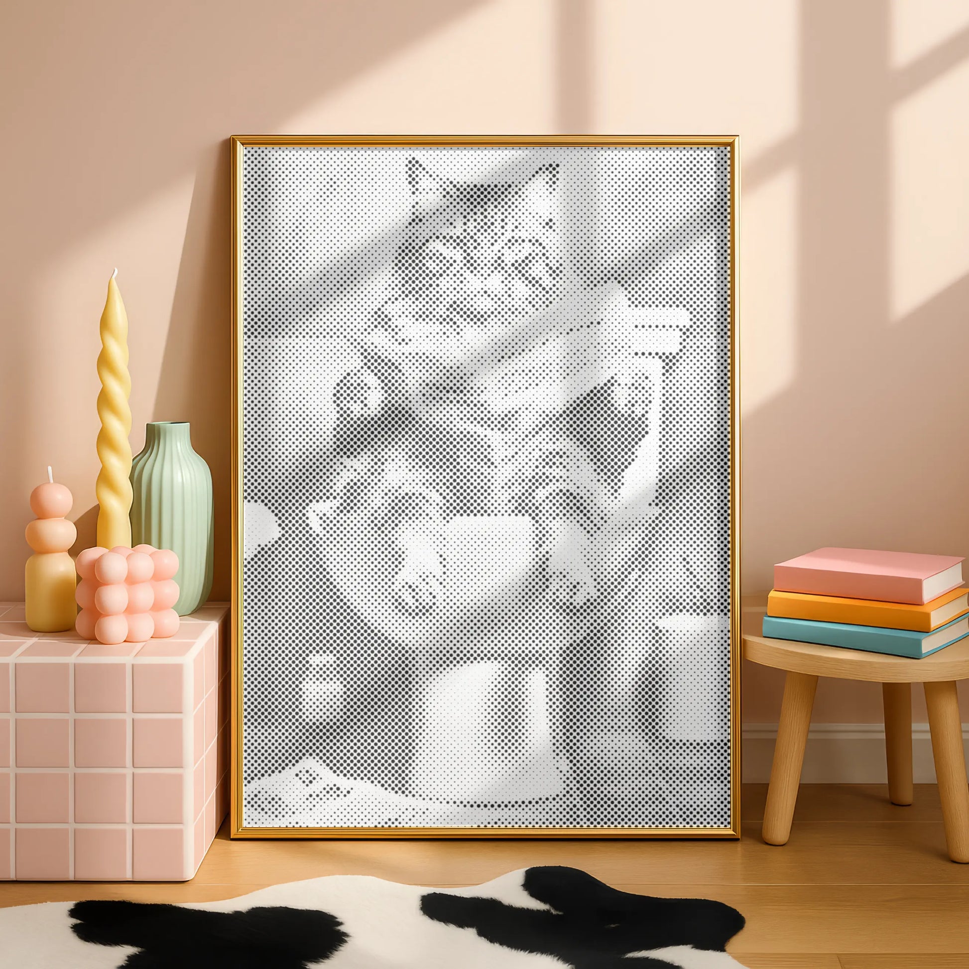 Cat on the Toilet Dot Painting Kit stylish bathroom art