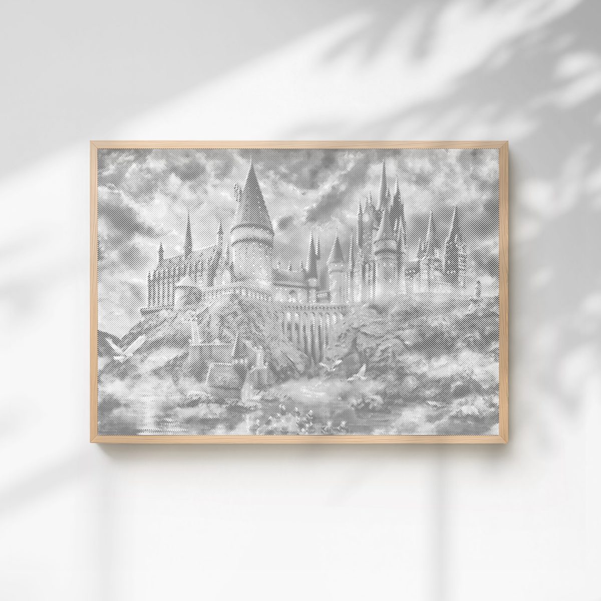 Hogwarts Castle in Fog Dot Painting Kit som färdigt prickmålning motiv