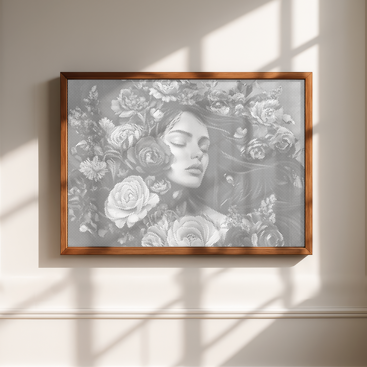 Woman in a Sea of Flowers | Dot Painting Kit som färdigt prickmålning motiv