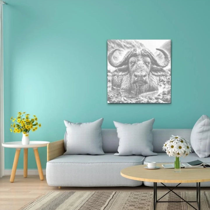 Water Buffalo | Dot Painting Kit som färdigt prickmålning motiv