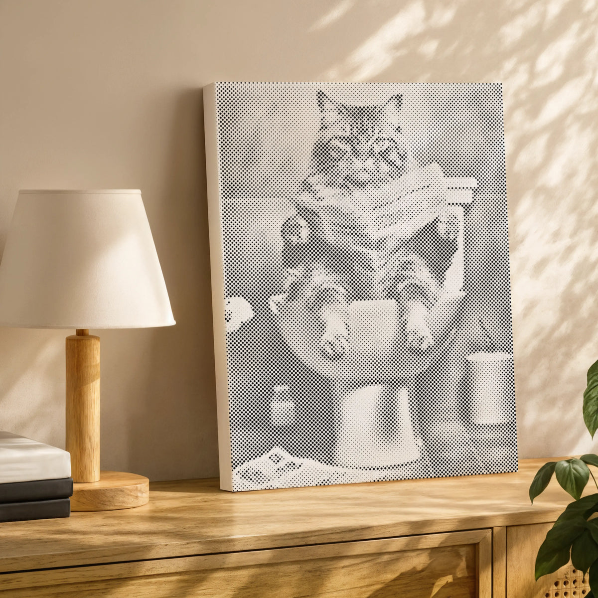 Cat on the Toilet | Dot Painting Kit som färdigt prickmålning motiv