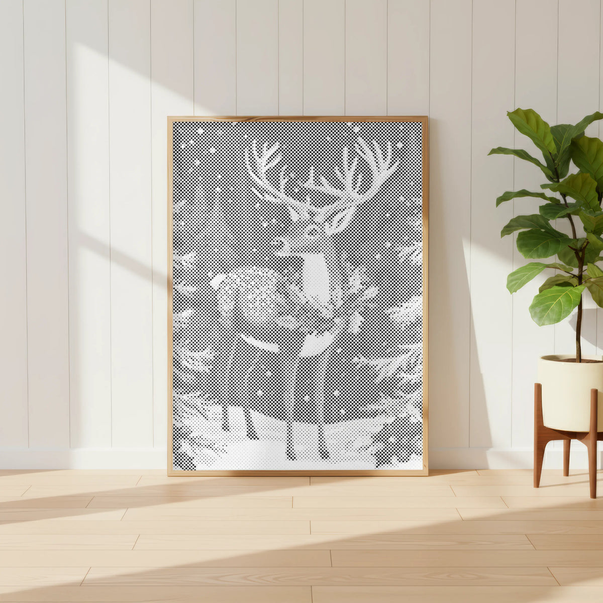 Deer in Winter Forest | Dot Painting Kit som färdigt prickmålning motiv