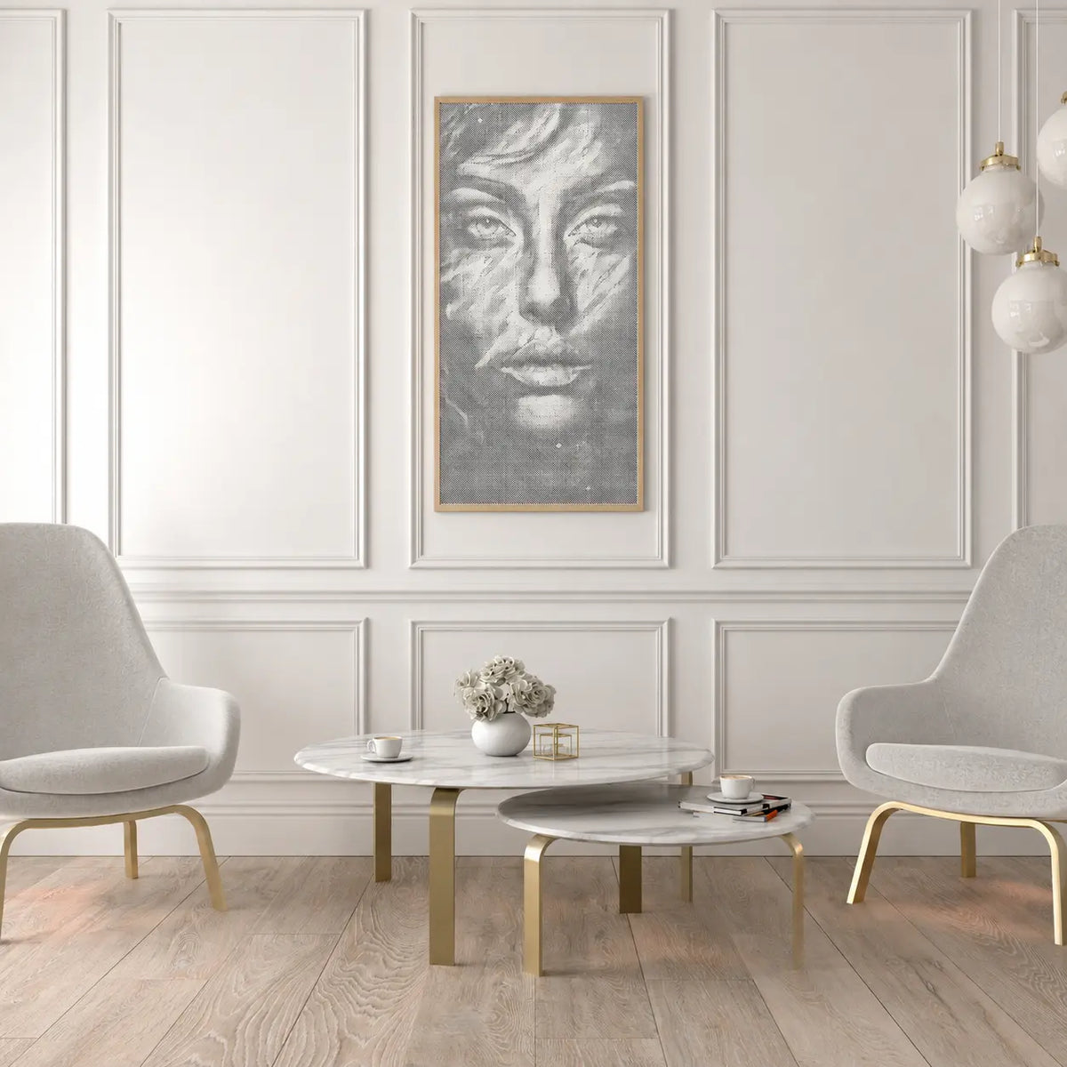 Face of Silence | Dot Painting Kit som färdigt prickmålning motiv
