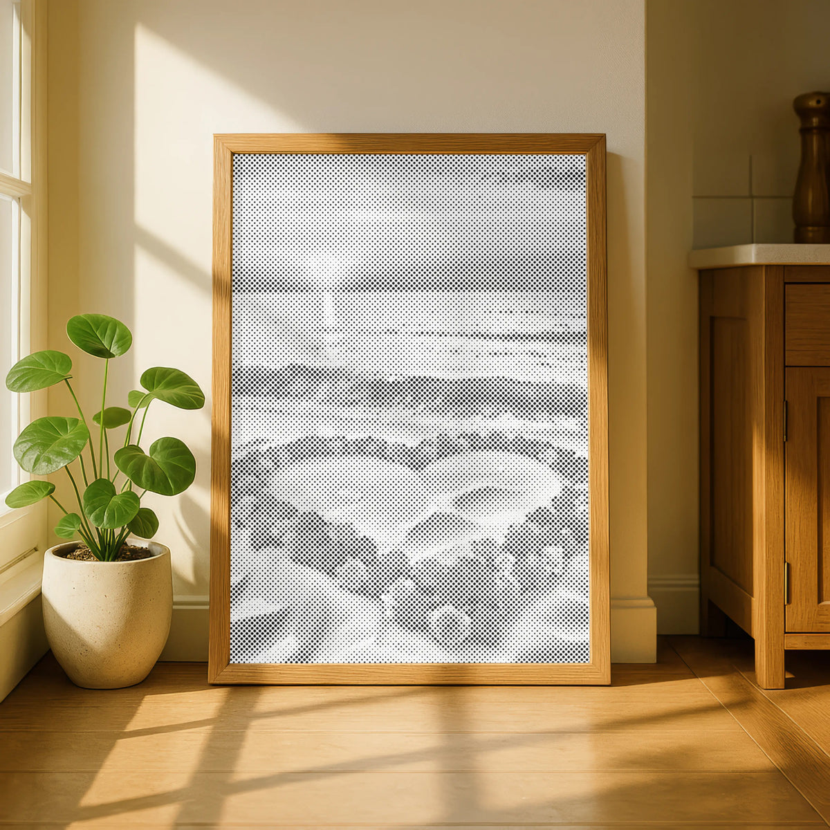 Flower Heart on the Beach | Dot Painting Kit som färdigt prickmålning motiv
