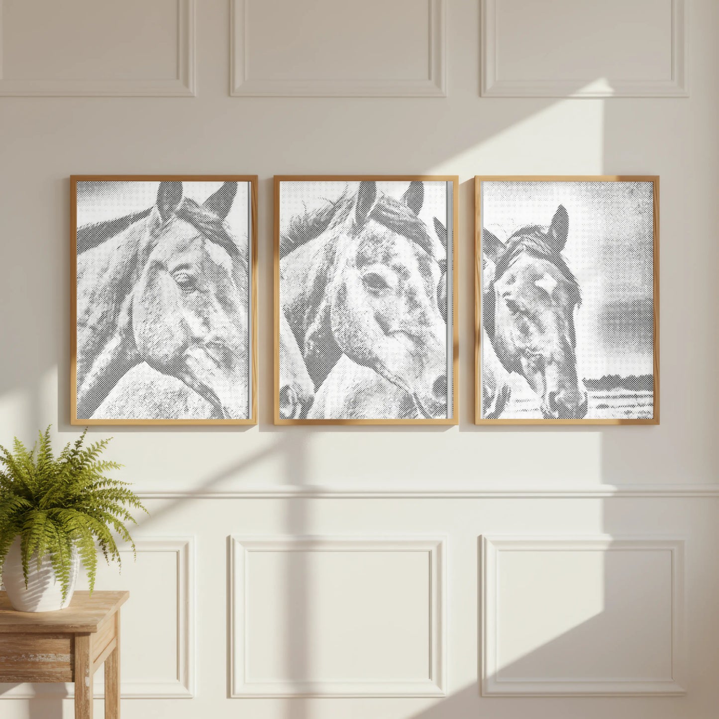 Hästvänner triptyk | Prickmålning