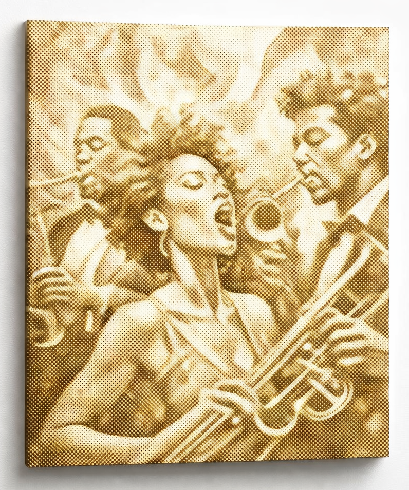 Jazz Singer Wall Art | Dot Painting Kit som färdigt prickmålning motiv