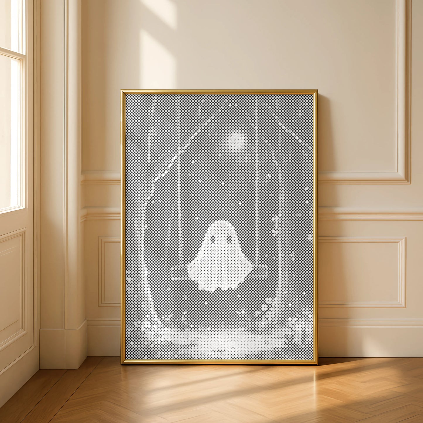 Spöke på gunga – halloween | Prickmålning