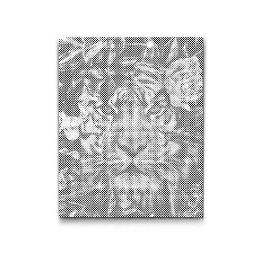 punktmalerei tiger vorlage auf leinwand