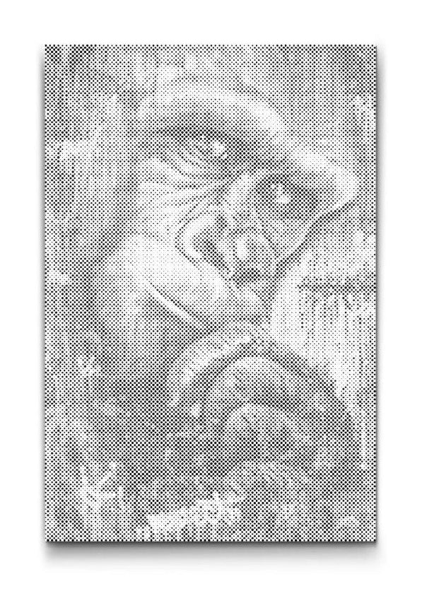 Dot Painting eines nachdenklichen Gorillas – kunstvolles Tierporträt mit intensiver Ausstrahlung