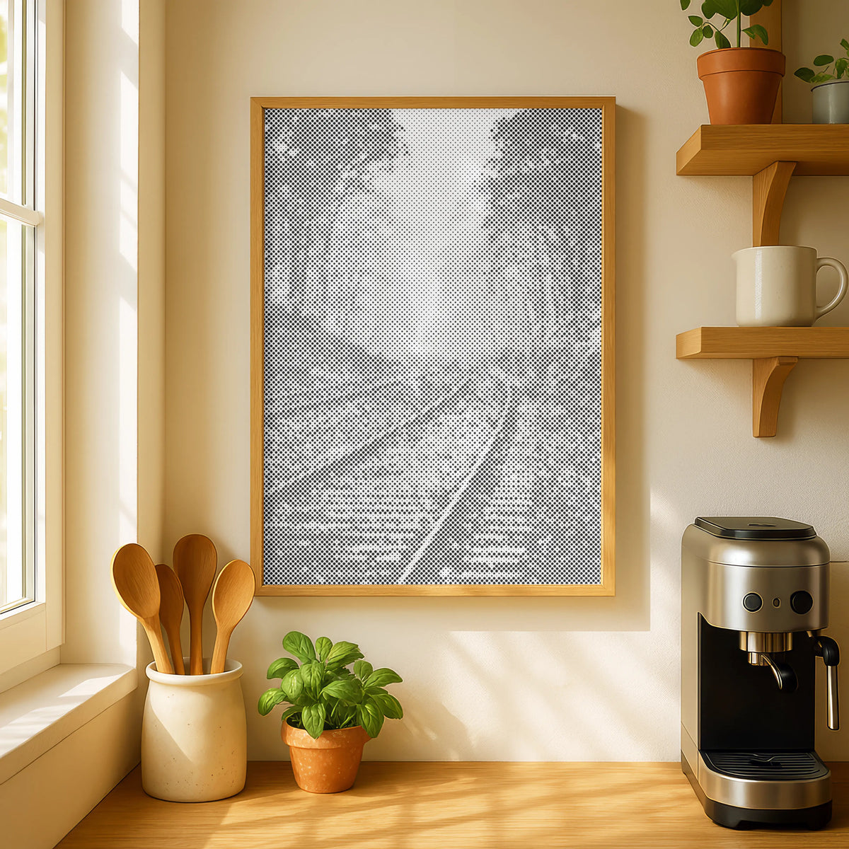Railway Tracks in a Foggy Forest | Dot Painting Kit som färdigt prickmålning motiv