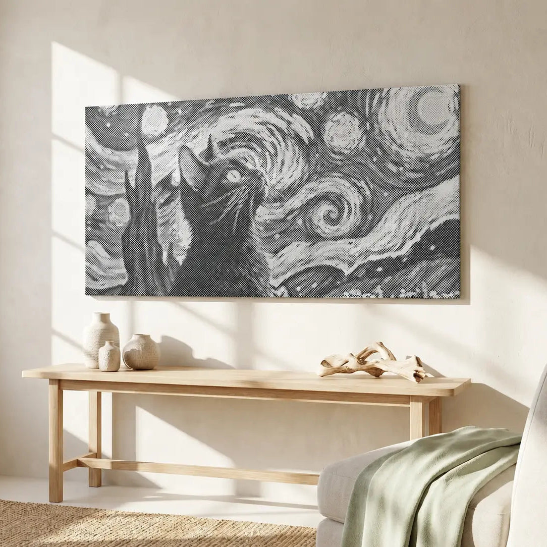 Starry Night Cat | Dot Painting Kit som färdigt prickmålning motiv