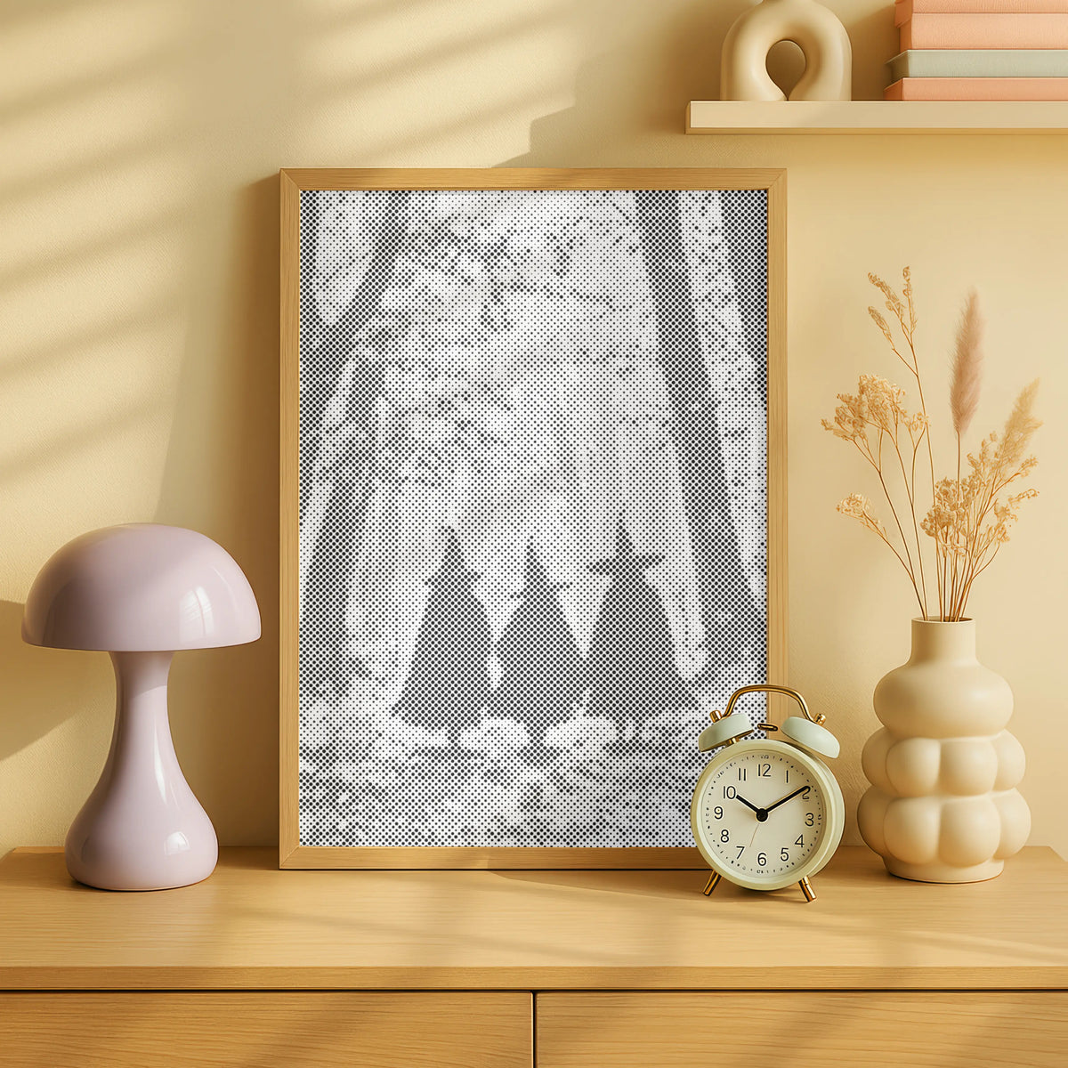 Three Witches in the Forest | Dot Painting Kit som färdigt prickmålning motiv
