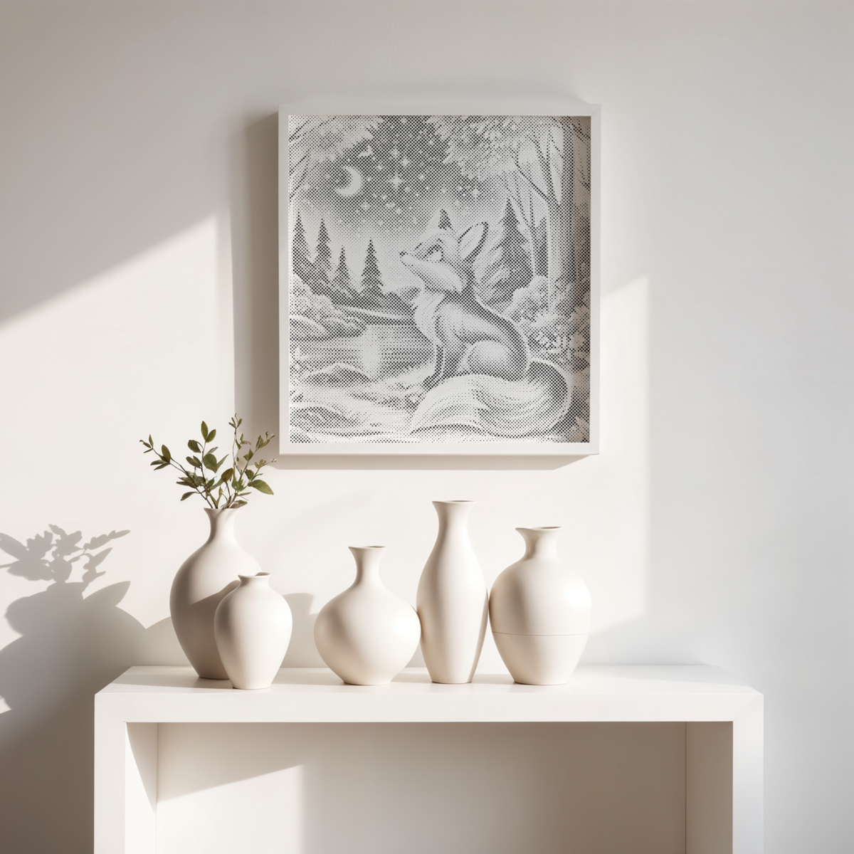 Starry Night in the Forest | Dot Painting Kit som färdigt prickmålning motiv