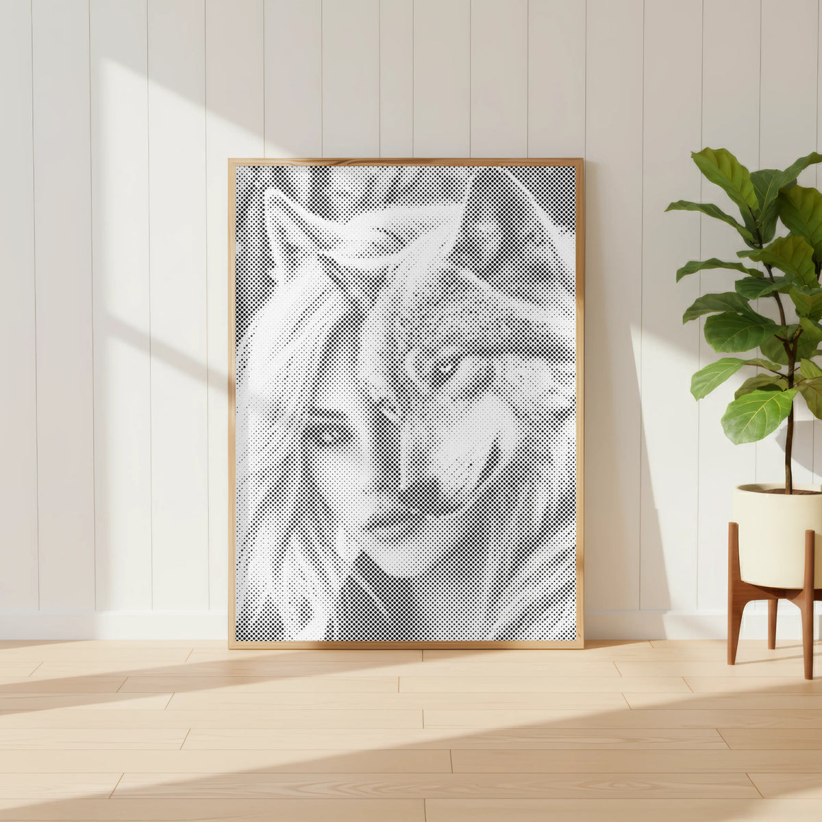 Woman and Wolf Double Portrait | Dot Painting Kit som färdigt prickmålning motiv