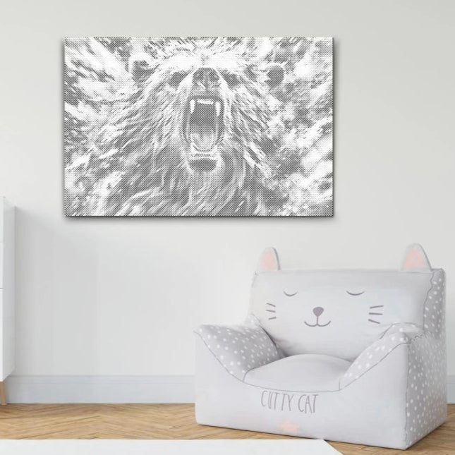 Dot Painting Wütender Bär – Punktmalerei Motiv mit brüllendem Braunbären