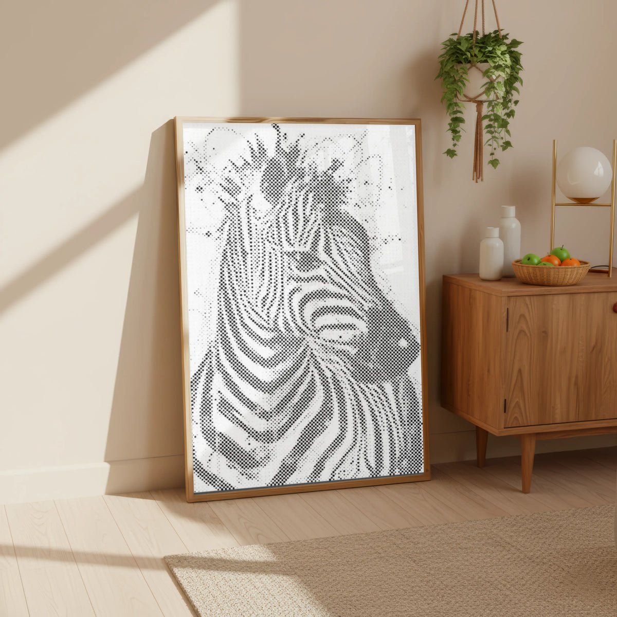 Modern Zebra Wall Art | Dot Painting Kit som färdigt prickmålning motiv