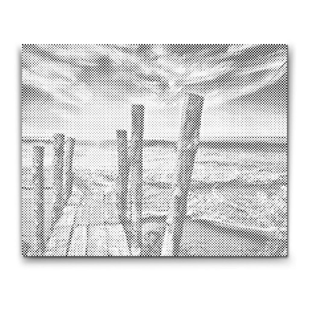 Punktmalerei Motiv Sonnenuntergang am Strand mit Palmen

