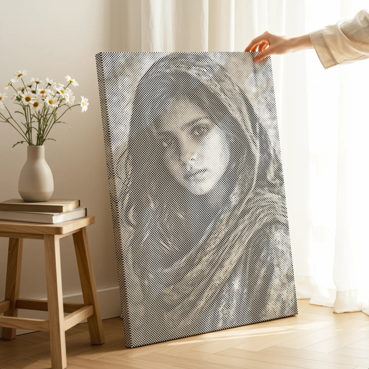 Female Portrait Black and White | Dot Painting Kit som färdigt prickmålning motiv